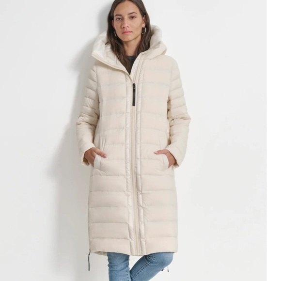 Dkny DOWN FILL HOODED ZIP FRONT QUILTED PUFFER - Picture 1 of 6